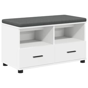 vidaXL Gangbenk Hvit 80 x 38 x 46 cm Konstruert treverk og stoff