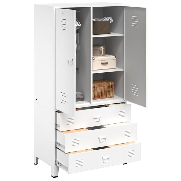 vidaXL Industriell garderobe hvit 90x50x180 cm metall
