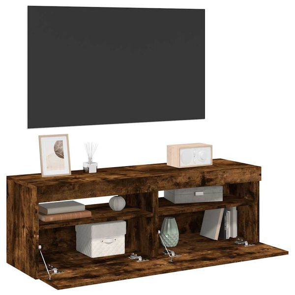 vidaXL TV-benker 2 stk med LED-lys r&oslash;kt eik 60x35x40 cm