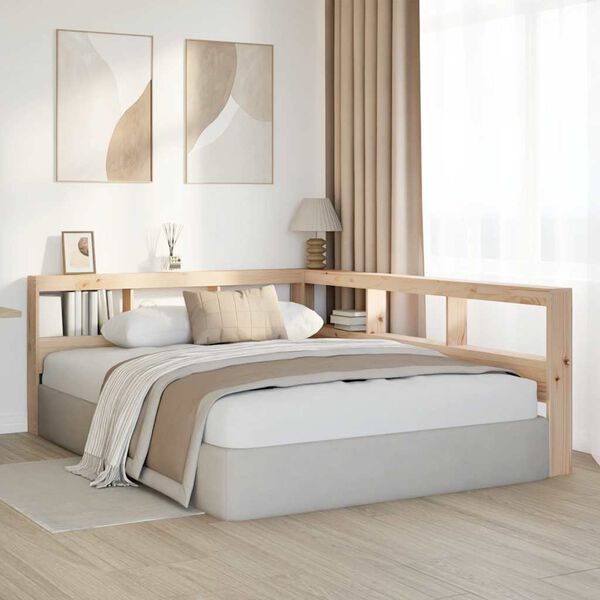 vidaXL Bokhylle sengegavl L-formet 160 cm heltre furu