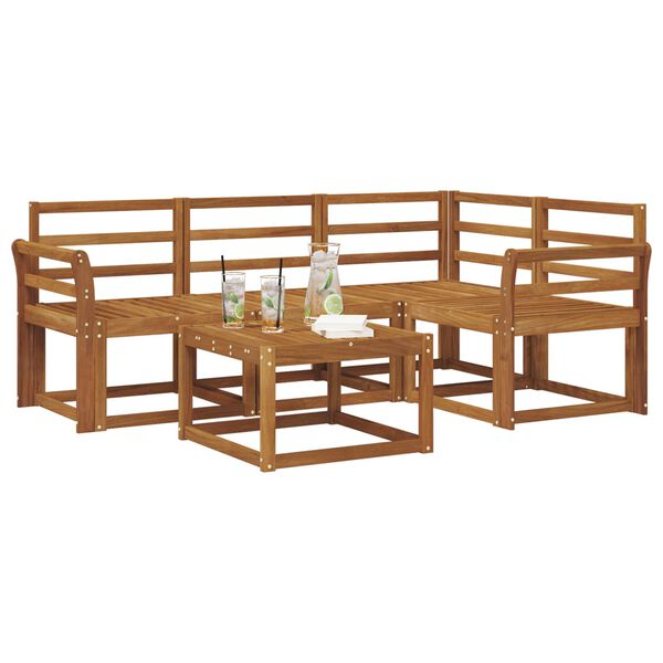 vidaXL Utend&oslash;rs sofa-sett 5 pcs Naturlig Solid akasietre