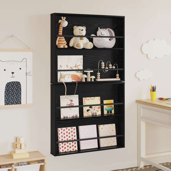 vidaXL Magasinreol 2 pcs Svart Eik 80 x 12 x 70 cm Konstruert tre