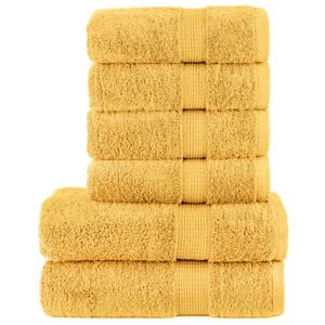 vidaXL Premium h&aring;ndklesett 6 deler SOLUND gull 600 g/m2