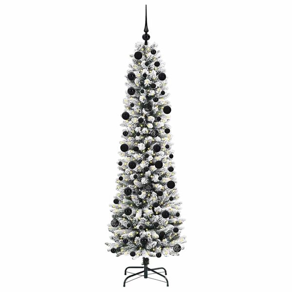 vidaXL Kunstig juletre med 300 LED Hvit 210 cm PVC og Metall og Plast
