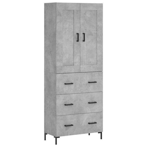 vidaXL Highboard betonggr&aring; 69,5x34x180 cm konstruert tre