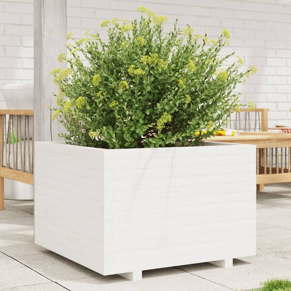 vidaXL Plantekasse hvit 70x70x49,5 cm heltre furu