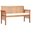 vidaXL 3-seters hagebenk med pute 150 cm heltre akasie
