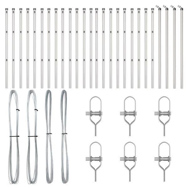 vidaXL Gjerdep&aring;le 26 pcs Gr&aring; 3,2 x 3,2 x 100 cm