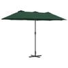 vidaXL Hageparasol 370 x 197 x 239 cm Polyester og aluminium Gr&oslash;nn
