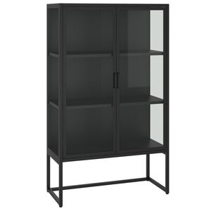 vidaXL Highboard svart 80x35x135 cm st&aring;l og herdet glass
