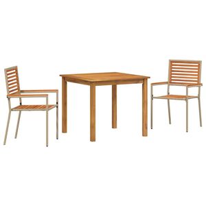 vidaXL Hage Spisegruppe 3 stk. Beige Solid akasietre