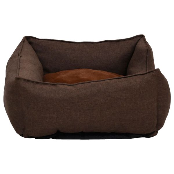vidaXL Hundeseng brun 65x50x20 cm fleece med linutseende