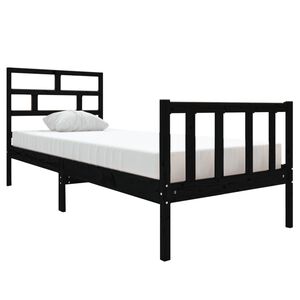 vidaXL Sengeramme svart heltre furu 75x190 cm Small Single