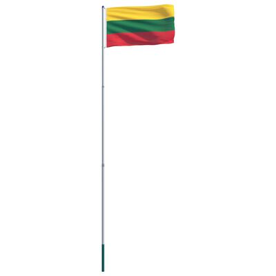 vidaXL Litauisk flagg og stang aluminium 6 m