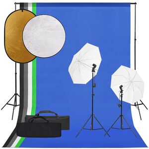 vidaXL Fotostudiosett med lyssett, bakgrunn og reflektor