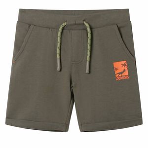 Barneshorts med snor m&oslash;rkekaki 116