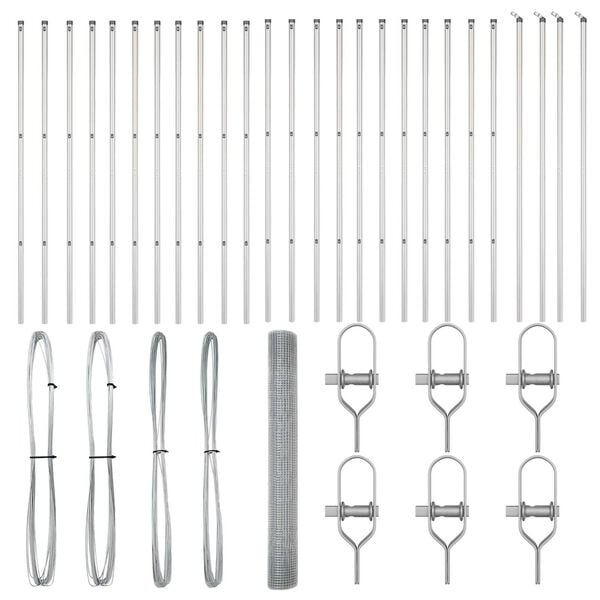 vidaXL Gjerdep&aring;le s&oslash;lv 50 x 1,4 m (19 x 19 mm maske) St&aring;l