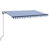 vidaXL Automatisk markise med LED og vindsensor 300x250 cm bl&aring; og hvit