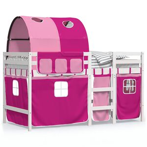 vidaXL K&oslash;yeseng for barn med tunnel rosa 90x190 cm heltre furu