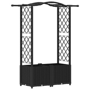 vidaXL Hevet Bed med Trellis og Tak Svart 125 x 40 x 138 cm PP