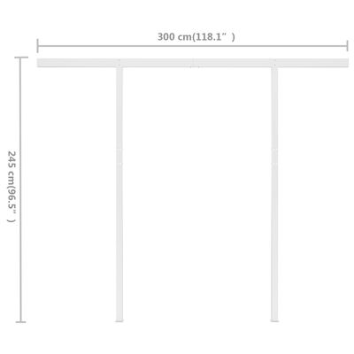 vidaXL Manuell uttrekkbar markise med stolper 3x2,5 m antrasitt