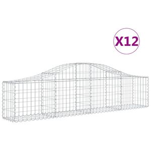 vidaXL Gabionkurver buede 12 stk 200x30x40/60 cm galvanisert jern