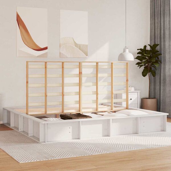 vidaXL Sengestamme Hvit 200 x 200 cm Massiv furu