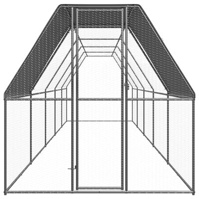 vidaXL Utendørs hønsehus 2x10x2 m galvanisert stål