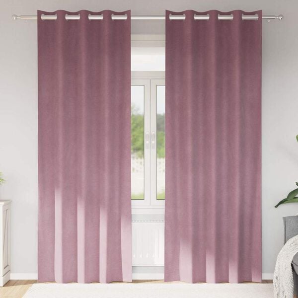 vidaXL Blendingsgardiner 2 pcs M&oslash;rk rosa 140 x 225 cm Fl&oslash;yel