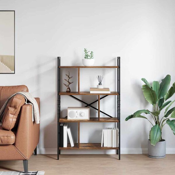 vidaXL Bokhylle R&oslash;kt eik 75 x 30 x 123,5 cm Konstruert tre