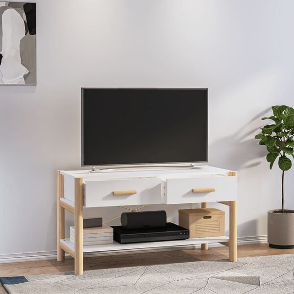 vidaXL TV-benk hvit 82x38x45 cm konstruert tre