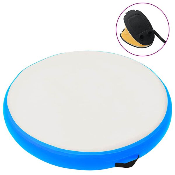vidaXL Oppblåsbar gymnastikkmatte med pumpe 100x100x10 cm PVC blå
