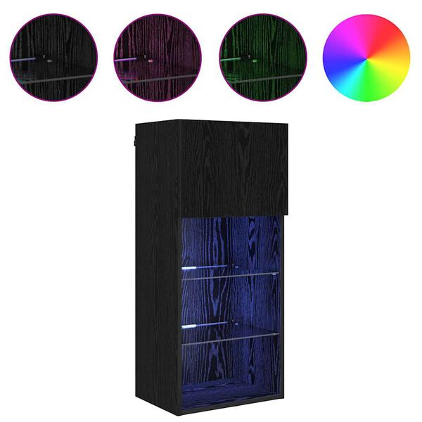 vidaXL Vegghengte TV-skap 2 pcs Svart Eik 40,5 x 30 x 90 cm