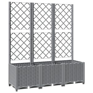 vidaXL Plantekasse med espalier lysegr&aring; 120x40x136 cm PP