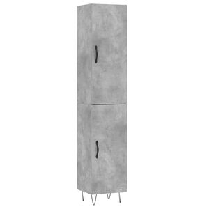 vidaXL Highboard betonggr&aring; 34,5x34x180 cm konstruert tre