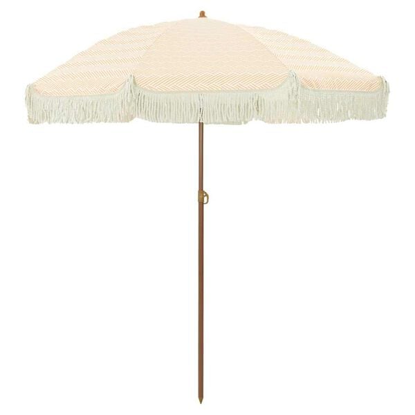 vidaXL Strandparasol Gul og hvit 160 x 160 x 196 cm Polyester og st&aring;l