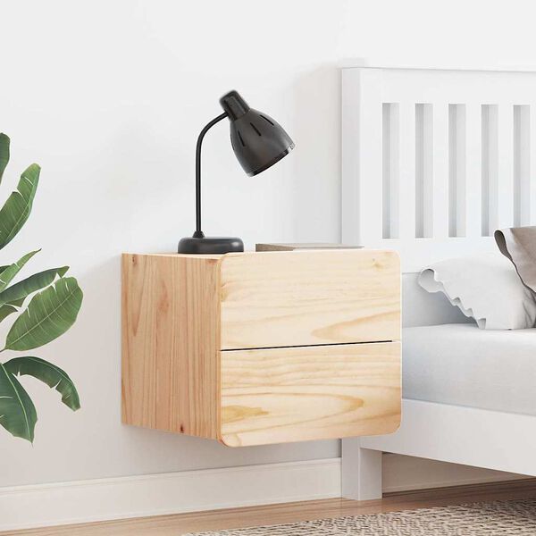 vidaXL Nattbord med skuff 2 pcs Naturlig 39 x 34 x 33 cm Heltre furu