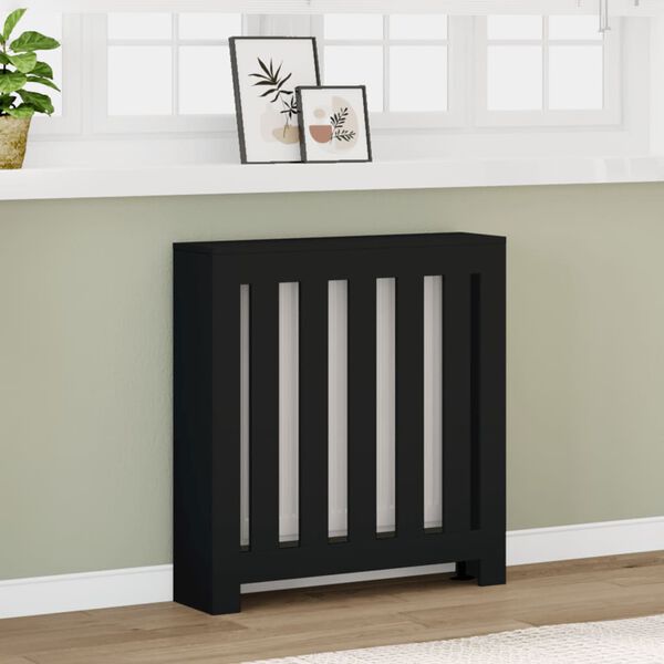 vidaXL Radiatordeksel svart 78x20x82 cm konstruert tre