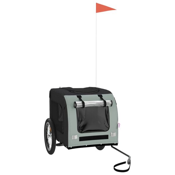 vidaXL Kjæledyrsykkelhenger svart og grå oxfordstoff og jern