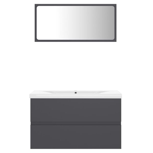 vidaXL Baderomsmøbelsett grå sponplate