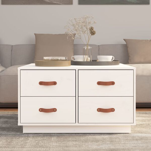 vidaXL Salongbord hvit 80x80x45 cm heltre furu