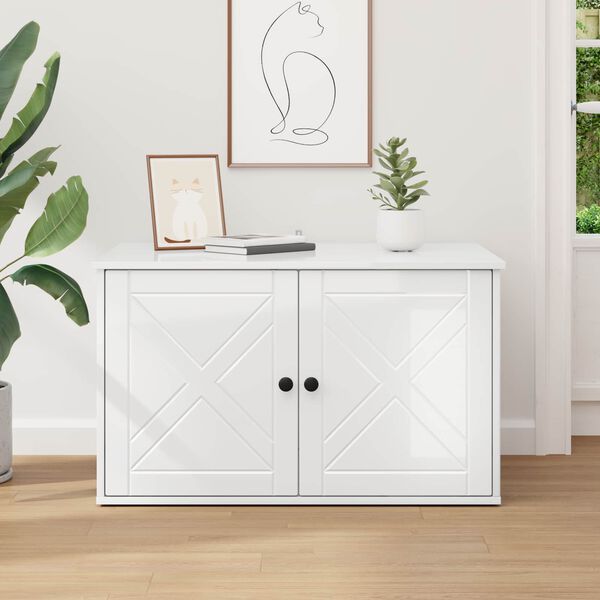 vidaXL Katt Hus Glanset Hvit 85 x 55 x 50 cm Konstruert tre