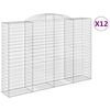 vidaXL Gabionkurver buede 12 stk 300x50x200/220 cm galvanisert jern