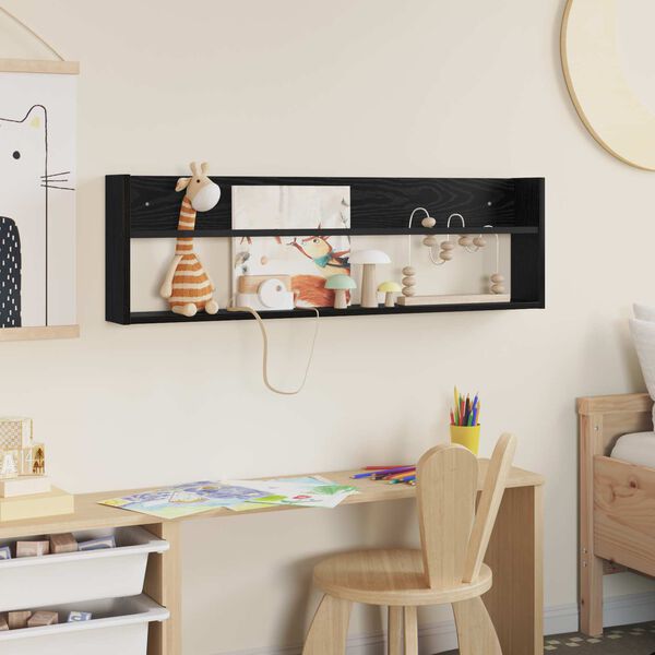 vidaXL Magasinreol med hylle Svart Eik 100 x 12 x 30 cm Konstruert tre