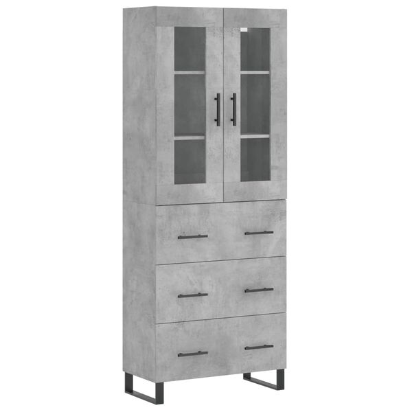 vidaXL Highboard betonggr&aring; 69,5x34x180 cm konstruert tre