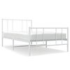 vidaXL Sengeramme i metall med hode- og fotgavl hvit 90x200 cm