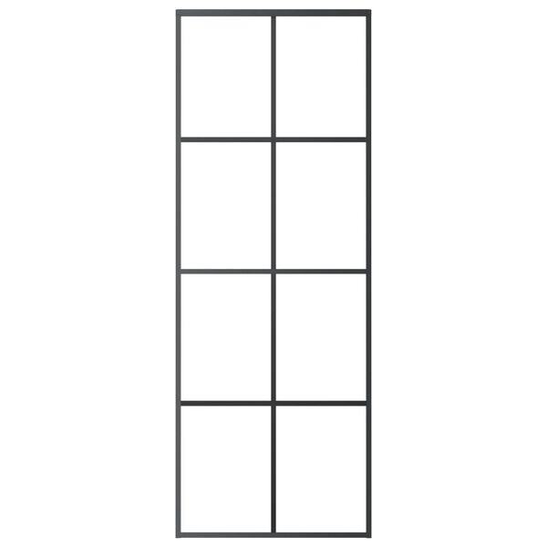 vidaXL Skyvedør svart 76x205 cm ESG glass og aluminium