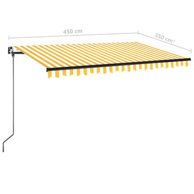 vidaXL Manuell uttrekkbar markise med LED 450x350 cm gul og hvit