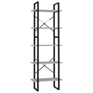 vidaXL Bokhylle 5 niv&aring;er betonggr&aring; 60x30x175 cm konstruert tre
