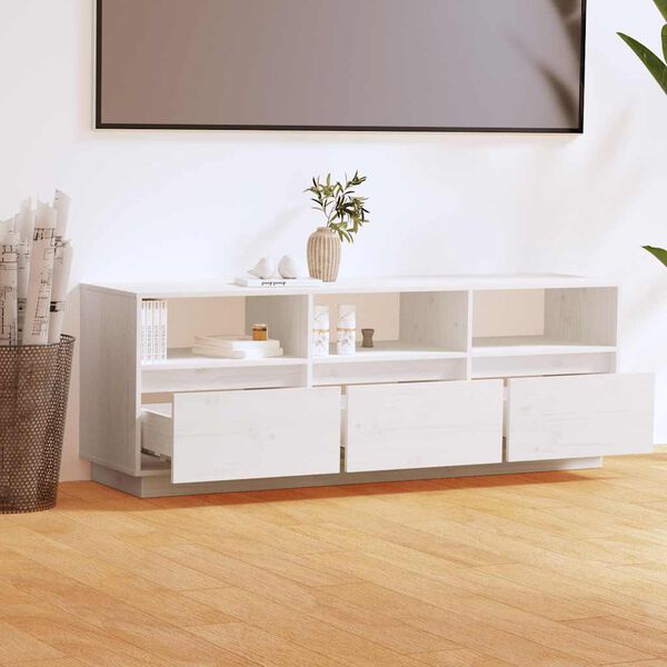 vidaXL TV-benk hvit 140x37x50 cm heltre furu